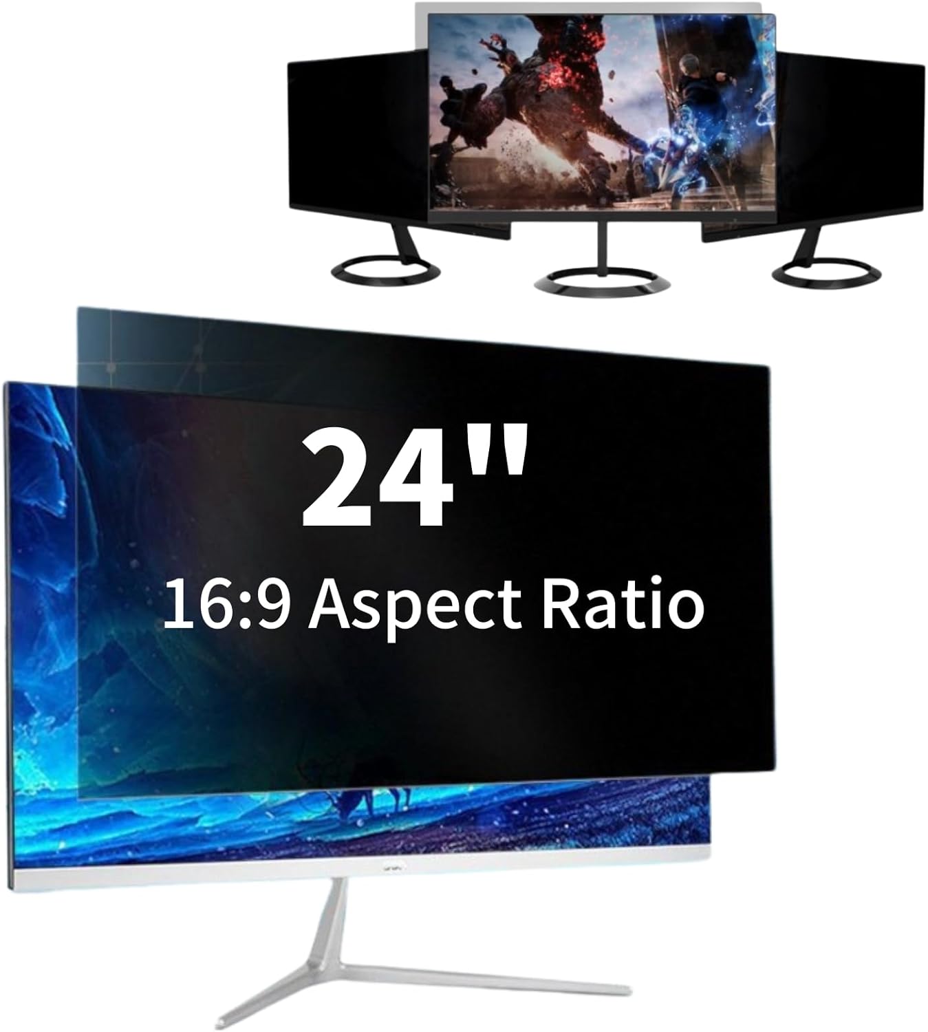 Bewinner 24 inch Computer Screen Protector, Anti Blue Light and Anti Glare Filter for 24 Inch 16:9 Aspect Ratio, Removable Eye Screen Protector, AntiScratch, Blocks 96%