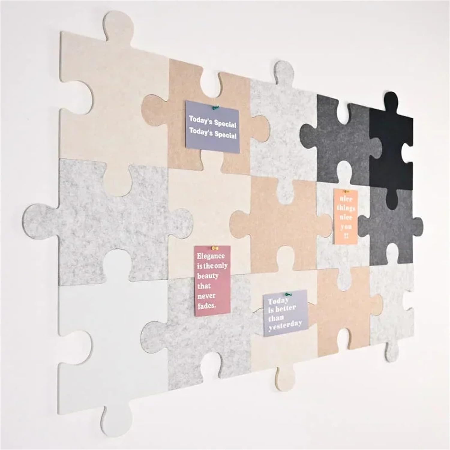 Felt Board 8 PCS Puzzle Felt Board for Wall Decorative Felt Pin Board Photo Bulletin for Office Display(Rose red)