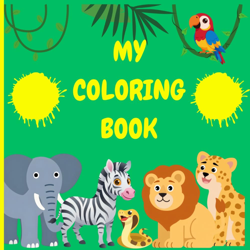Jungle Animals Coloring book: Discover the wild jungle world with fun and cute animals to color! Perfect for kids to enjoy creativity, imagination, and hours of coloring fun.