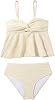 OYOANGLE Girl's 2 Piece Tankini Swimsuit Textured Twist Front Ruched Ruffle Bikini Set Bathing Suits