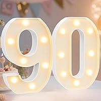 Vista 57 de Pooqla Letras y Números Decorativos con Luces LED, Letras y Números de Neón de Plástico Blanco para Decoración de Fiestas, Bodas, Funciona