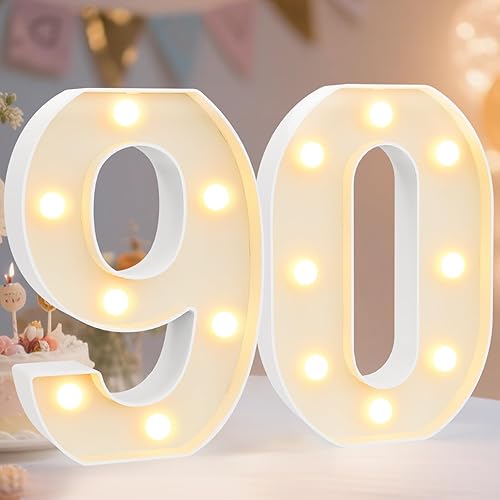 Miniatura 57 de Pooqla Letras y Números Decorativos con Luces LED, Letras y Números de Neón de Plástico Blanco para Decoración de Fiestas, Bodas, Funciona