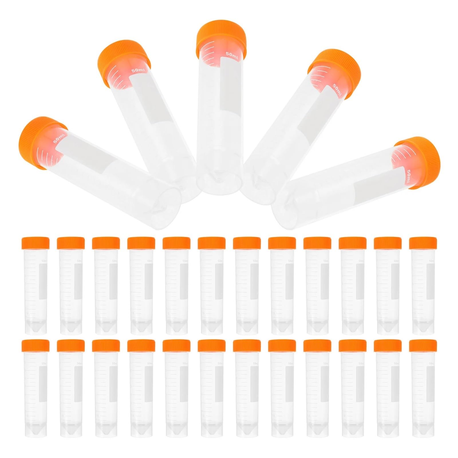 50pcs Centrifuge Tube Laboratory Use Professional Grade Tubes With Scale Markings Screw Port Flat Bottom Structure Plastic