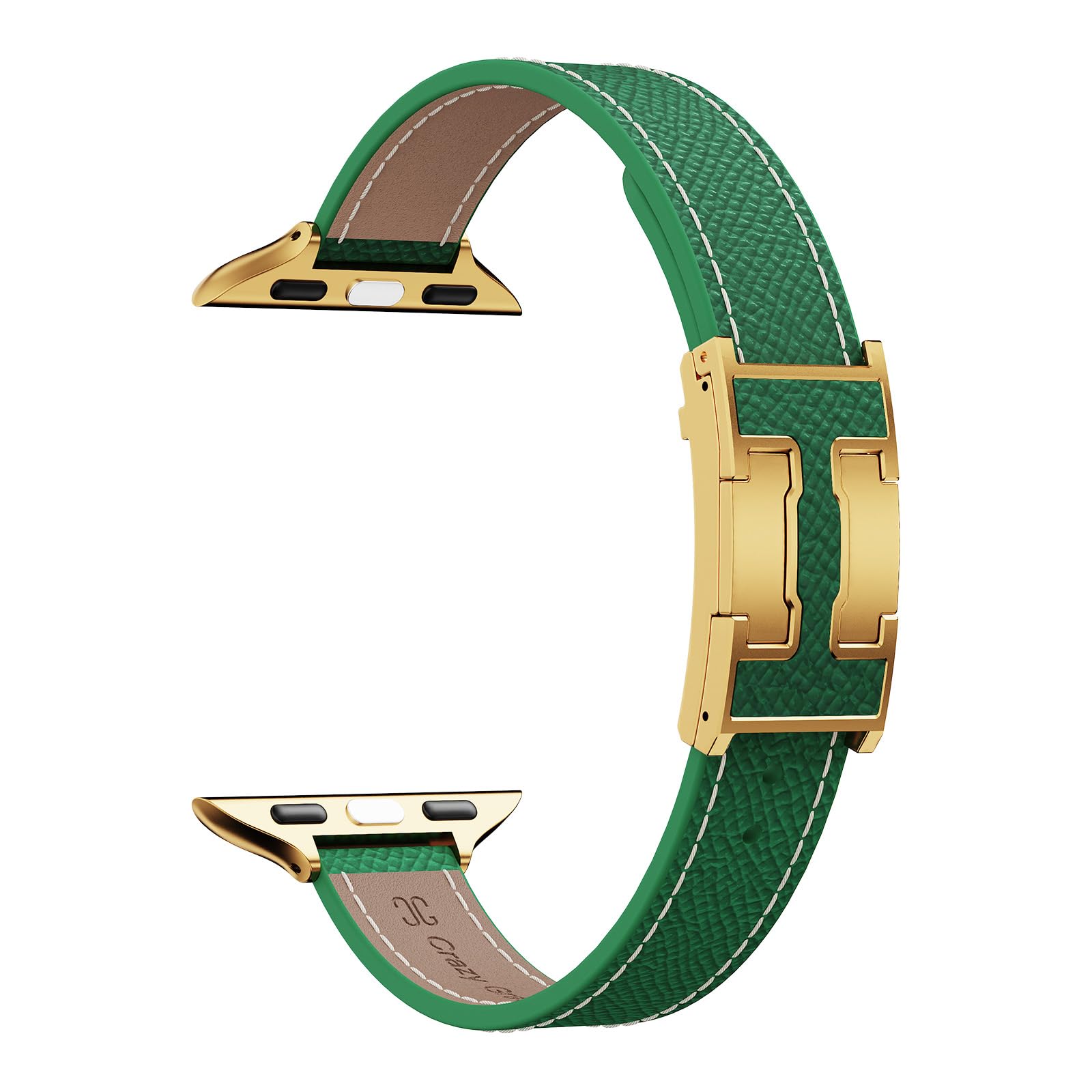 Bracelet fin en cuir compatible avec l'Apple Watch brevetée avec boucle H