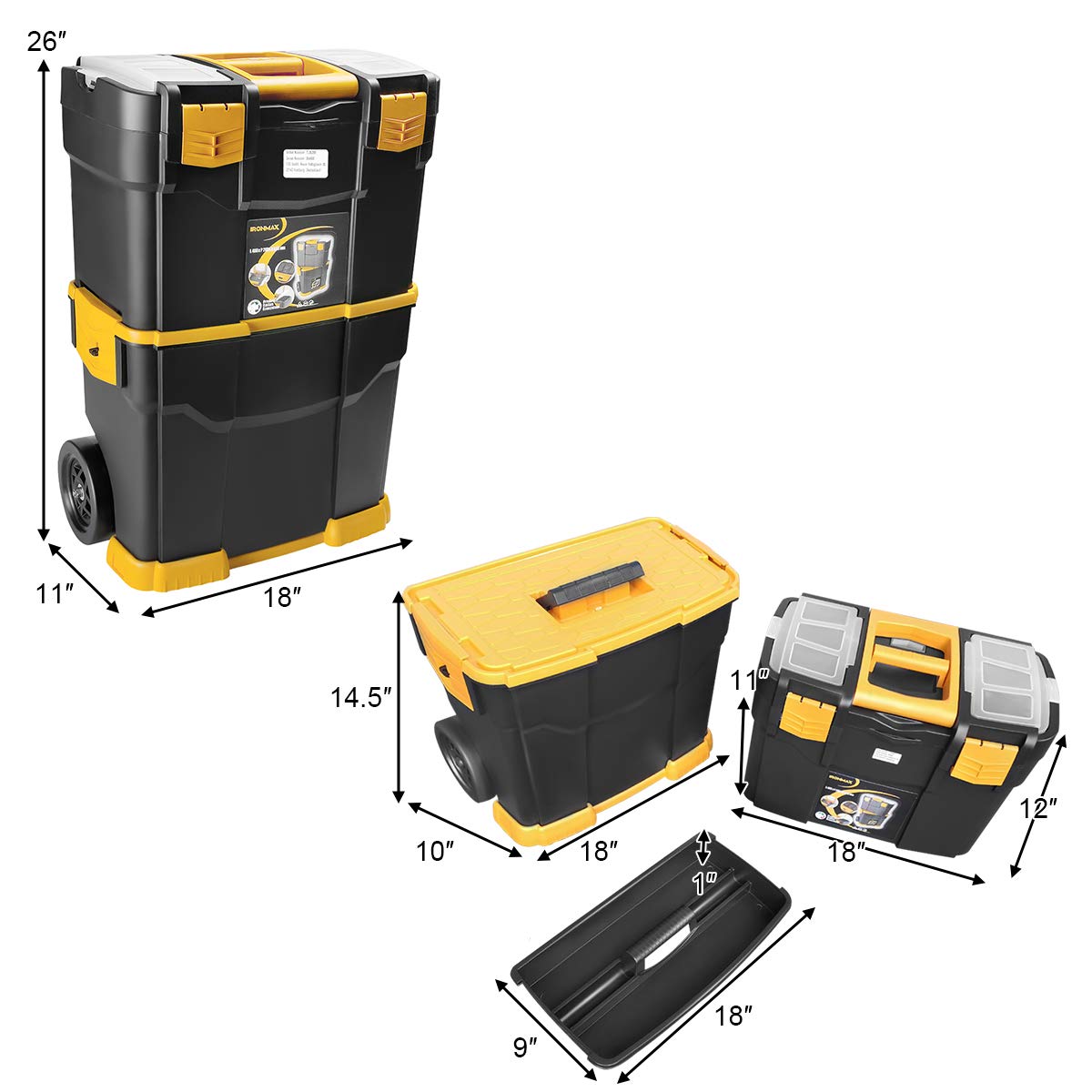 Buy Goplus Stackable Tool box w/Removable Tray, Portable Rolling Tool Storage Case for
