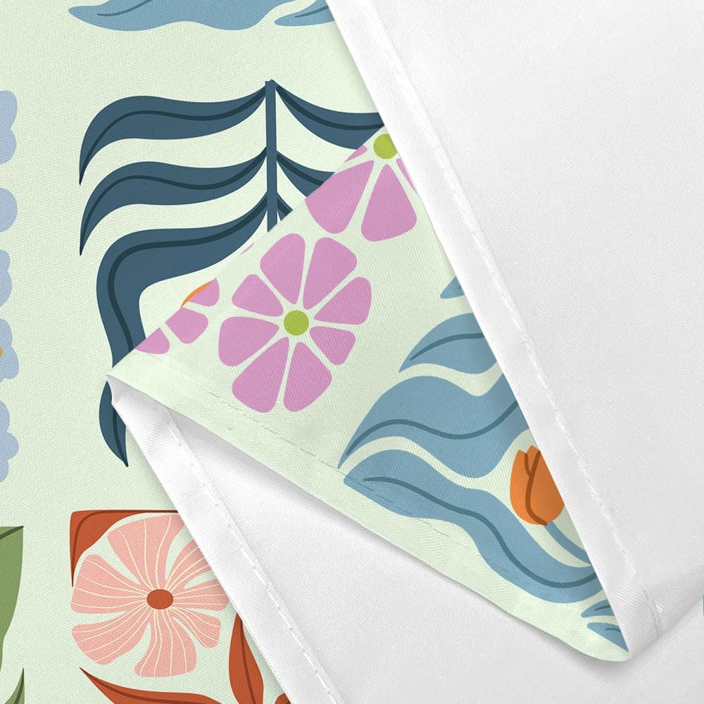 JAWO Retro Shower Curtain Vintage Abstract Boho Floral Shower Curtains for Bathroom Decor Green Teal Botanical Geometric Groovy Aesthetic Pattern Shower Curtain Sets with Hooks, 70X75IN