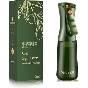Glass Oil Spray Bottle for Hot Air Fryer & Kitchen Oil Atomizer with Portion Control for Airfryer Cooking and Baking Dark Cyan 183 ml
