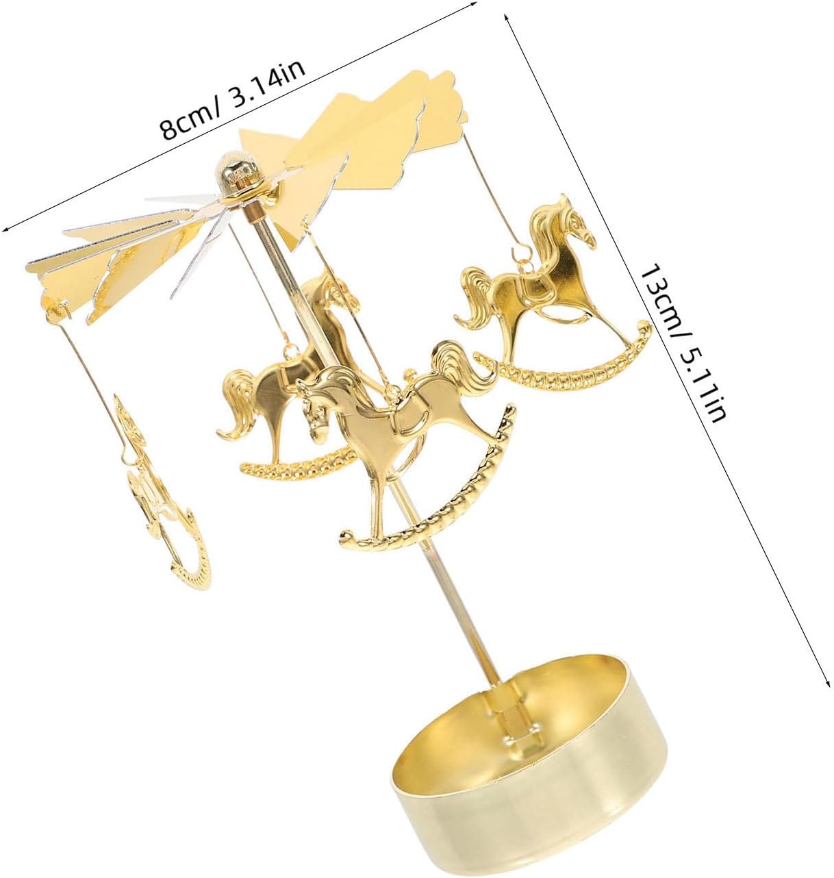 2pcs Christmas Candle Holders Carousel Rotary Design Tea Light Candle Holders in Golden Iron for Intimate Gatherings and Relaxing Evenings, Resisting Fading Festive Table