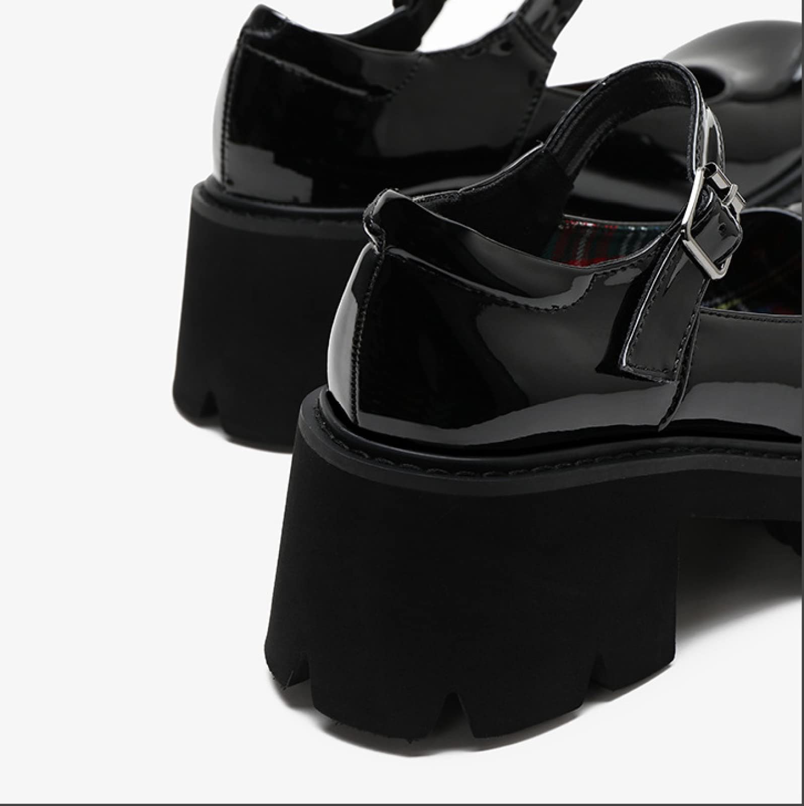 Plataforma Gruesa de Mujer Zapatos Mary Jane Correa de Hebilla Retro Pisos de Punta Redonda Zapatos de Boca Baja Japonesa Dulce Princesa Lolita Dulce