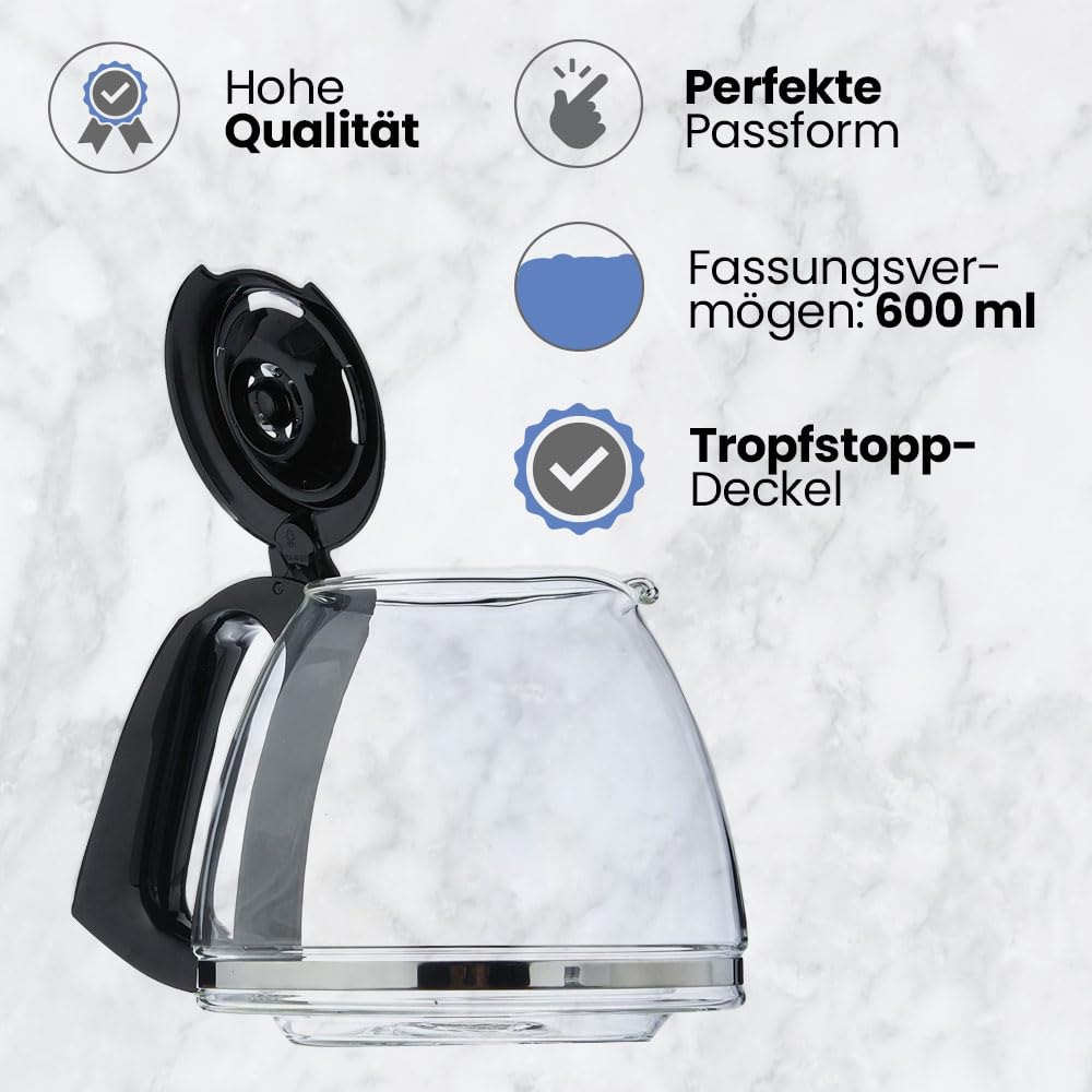 Anakel Home Ersatz-Kaffeekanne SS-201122, kompatibel mit Moulinex Subito, Prinzip, 600 ml, für 4-6 Tassen, inklusive Deckel
