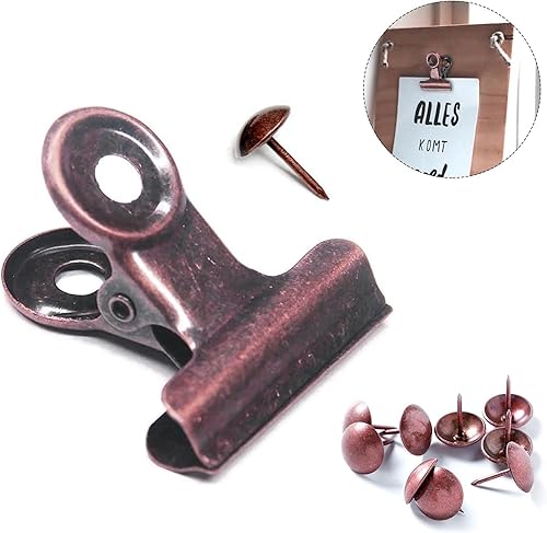 Miniatura 2 de Paquete de 10 clips Bulldog con 10 pasadores, clips de archivo de papel con resorte fuerte, clips de metal pequeños, abrazaderas de sellado para