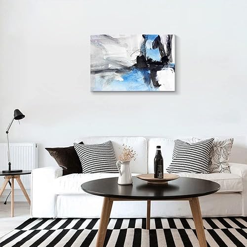 Miniatura 743 de Lienzo artístico para pared, pinturas de arte abstracto, fantasía azul, grafiti colorido sobre fondo blanco; decoración artística moderna para sala