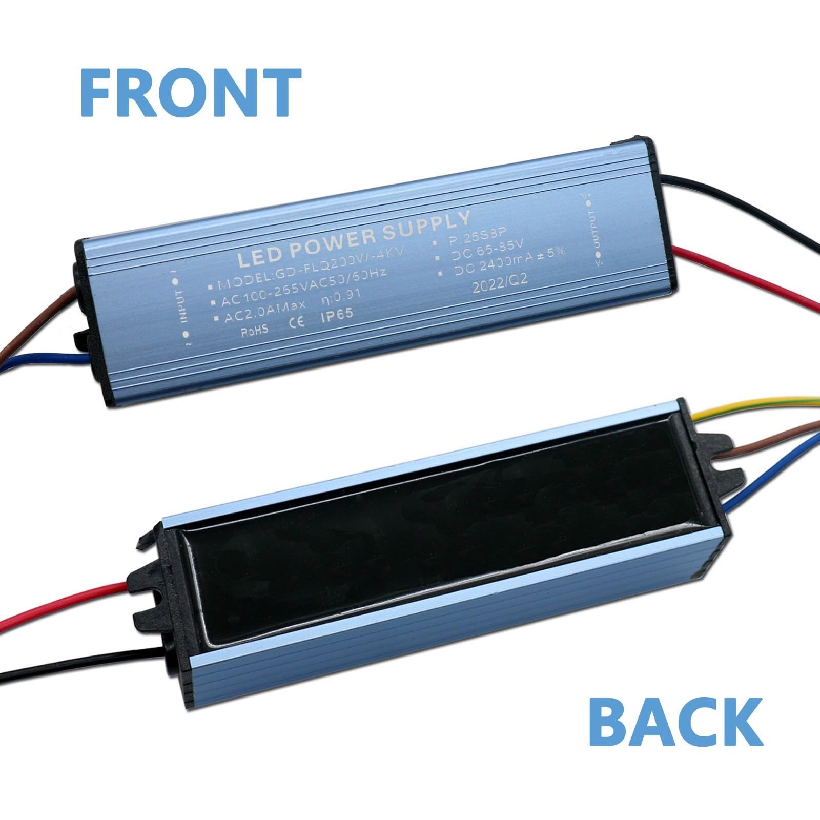 200W DC65-85V impermeable IP65 fuente de alimentación del controlador LED AC100-265V 2400mA transformador de iluminación LED reflector DIY