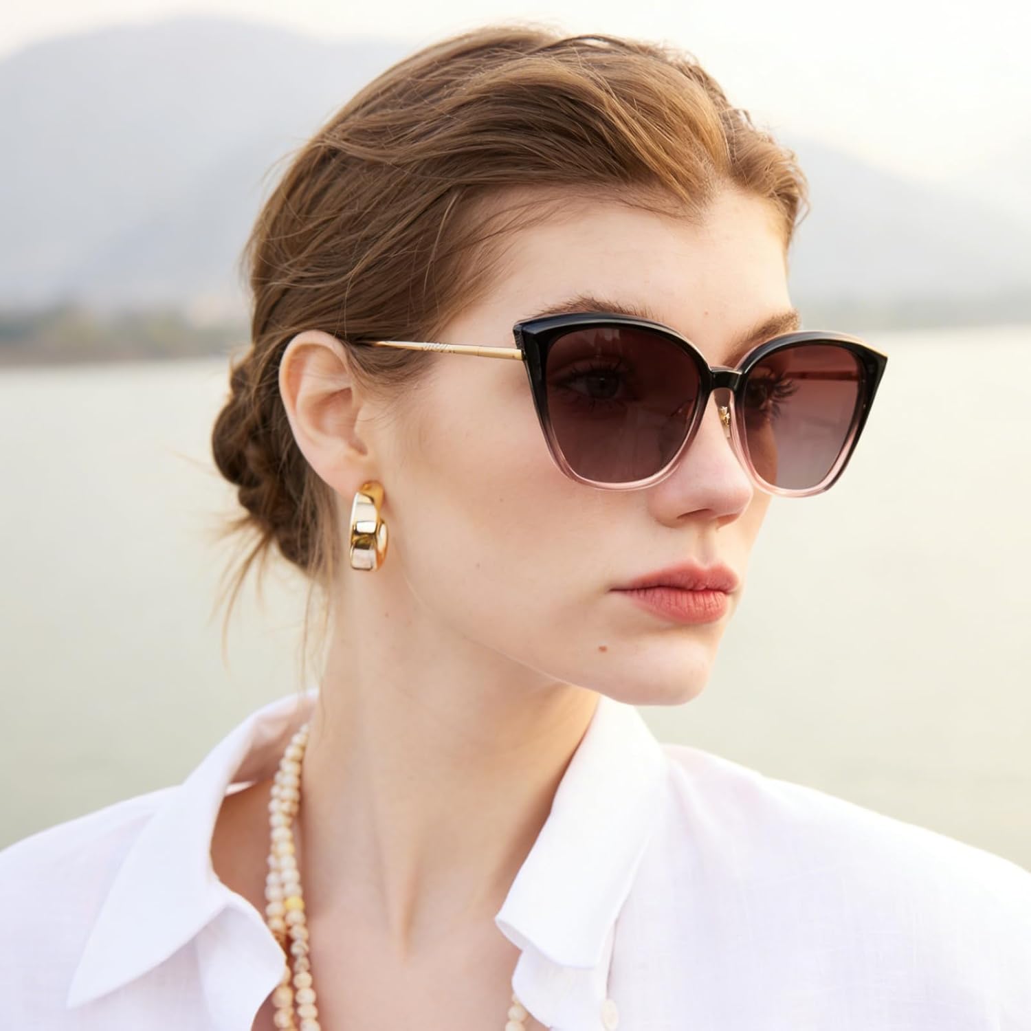 Firmoo Blue Light Blocking Glasses with Clip-On Sunglasses for Women 2-in-1 Stylish Eyewear for Outdoor Office Driving