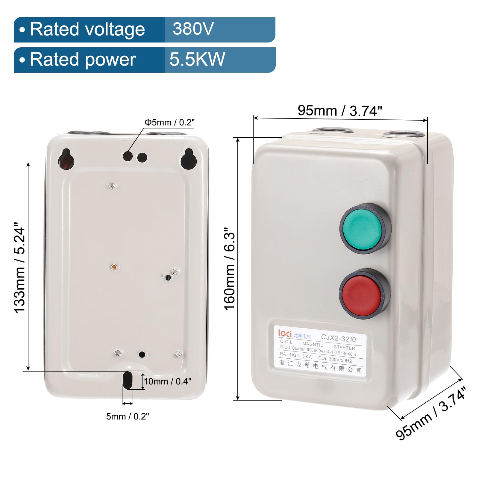 PATIKIL Magnetico Avviatore, 380V 5.5KW 7.5HP, Magnetico Interruttore Motore Avviatore per Aria Compressore