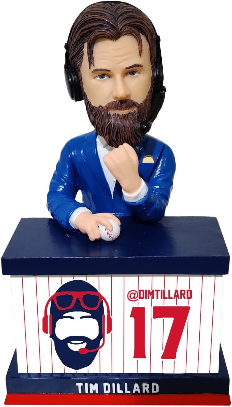 Tim Dillard Red and Blue Announcer Baseball Bobblehead