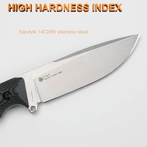 Miniatura 9 de Ruike Cuchillo pequeño de hoja fija para acampar con funda de rotación 360, 14c28n táctico de espiga completa grande de acero inoxidable, caza