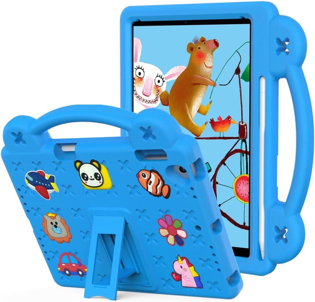 DuaTangKids Case Compatible with iPad 6th/5th Generation 9.7" (2018/2017), Shockproof Lightweight EVA Protective Sleeves with Stand&Handle for iPad Air 2 / iPad Pro 9.7 / iPad Air 1 - Sky Blue