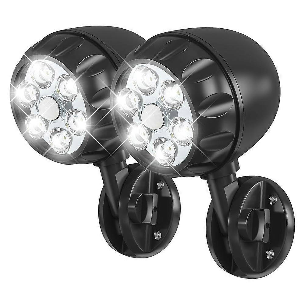 JOYHAPPST Battery Motion Sensor Light Outdoor Battery Operated Motion Lights Outdoor 6 LEDs - 6000K Auto on Off 2Pack