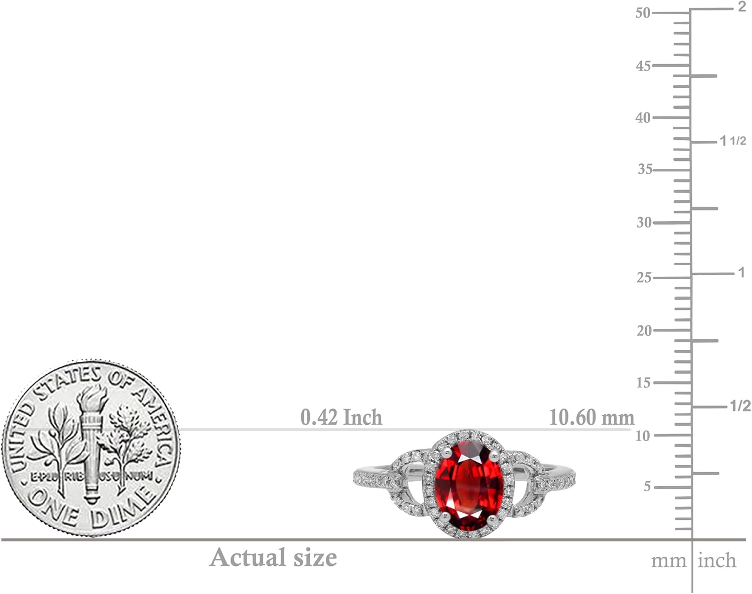 Dazzlingrock Collection 8x6mm Oval Garnet & Round White Diamond Halo Engagement Ring for Her in 14K Solid Gold