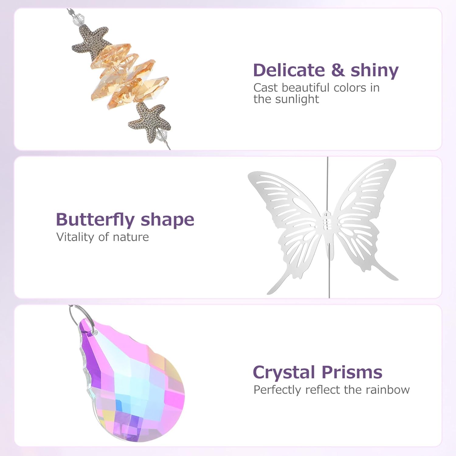 IMIKEYA Butterfly : 7PCS Hanging Crystals with Crystal Pendants Colorful Sun Catchers for Window Garden Home Decor Car Charms Christmas Party Wedding