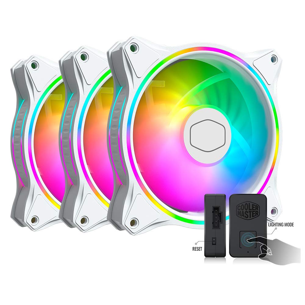 Shaking Tank MASTERFAN MF120 Halo 3 in 1 White Edition Case Fan ADDRESSABLE Gen2 RGB Lighting Quiet Chassis Fan Suitable for Computer Cases and Cold Row Radiators