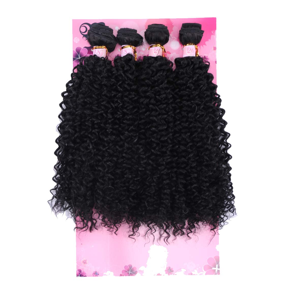 FRELYN Kinky Curly Synthetic Hair Bundles Quick Weave Hair Bundles Sew in Extension Two Tone Ombre Black Fade to Burgundy 4 Bundles/Pack Very Soft Natural Looking 18 18 20 20 Inches
