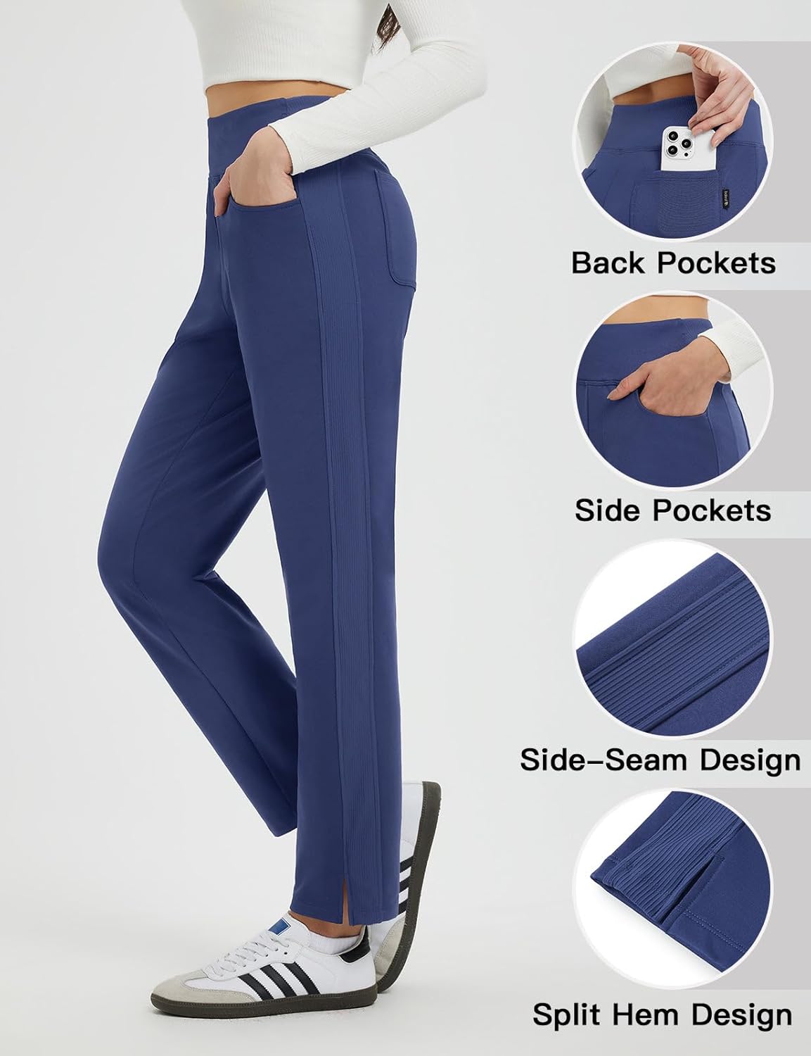 baleaf Women's Fleece Lined Pants Winter Thermal Travel Pants Water Resistant Cold Weather Golf Hiking Pockets Work - Image 4