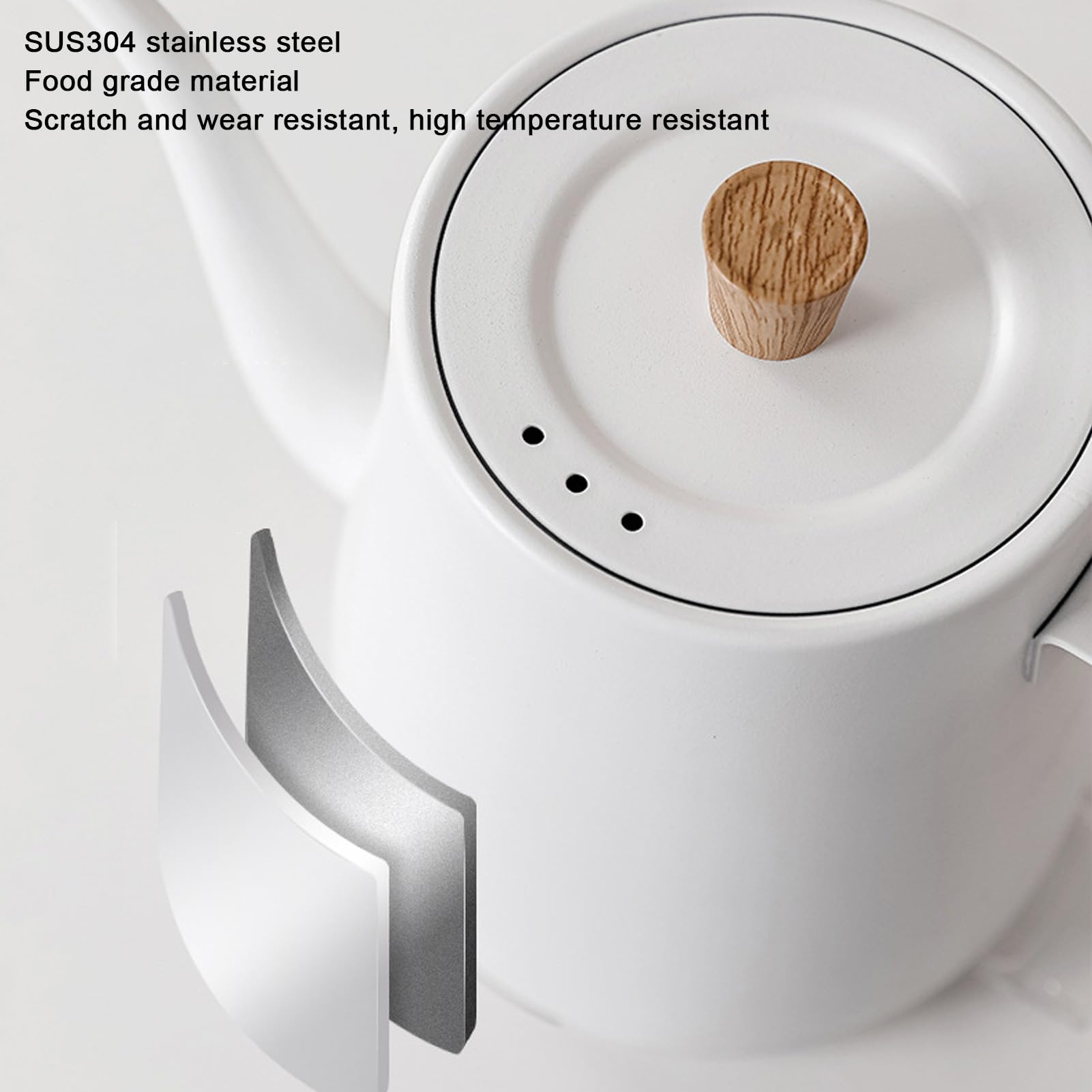 Hervidor Eléctrico de Cuello de Cisne, 1000 W, 800 Ml, Tetera de Acero Inoxidable 304 con Control de Flujo Preciso, Ergonómico, Apagado Automático, (Enchufe europeo 220V)