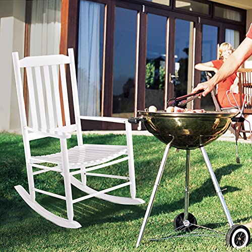 Cadeira de balanço de madeira – Cadeira basculante de varanda para ambientes internos ou externos ou