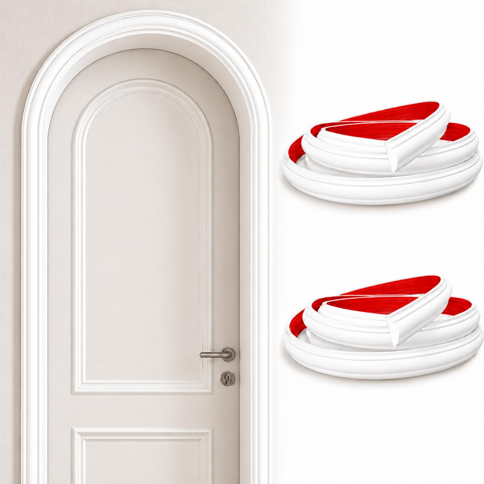 CBBEONRN Peel And Stick Wall Molding Trim PVC Flexible Self Adhesive Decorative Wall Trim for Mirror Door Cabinet Frame Border, Easy Install Home DIY, White W 2cm, L 10m