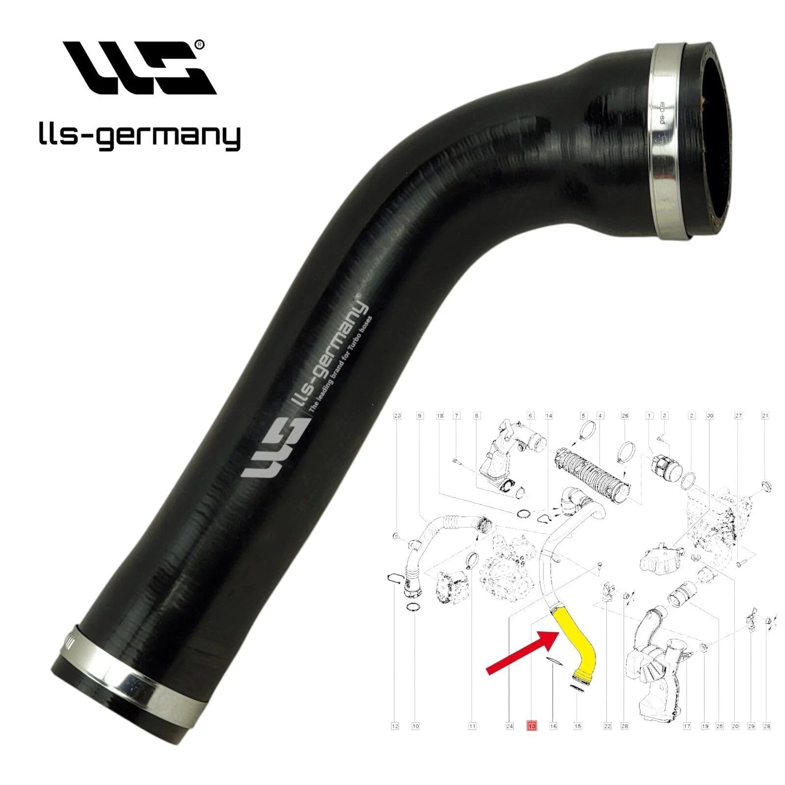 LLS-GERMANY Manguera de aire de carga compatible con Renault Megane III Coupe, Grandtour, Hatchback (DZ0/1, KZ0/1, B3, BZ0/1) 2.0 dCi (1995 ccm, 110-120 kW, 150-163 CV) OEM: 144606106R, 8200961423