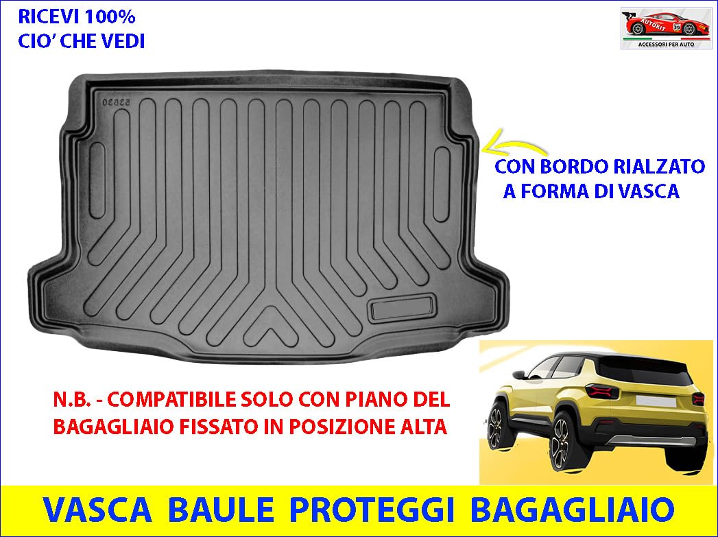 Vasca Baule auto Specifica COMPATIBILE con Avenger prodotti dal 2022 in poi (N.B. con Piano Bagagliaio fissato in posizione alta) proteggi Bagagliaio lavabile - 8022831