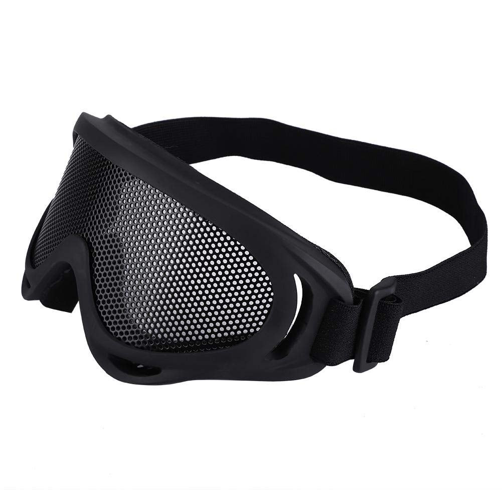 Tbest Airsoft Metal Mesh Goggles Tactical Mesh Goggles Steel Lenses Sunglasses Half Face Headwear Headband Googles replacement for Outdoors Cycling Running Cam (Black) - Image 2