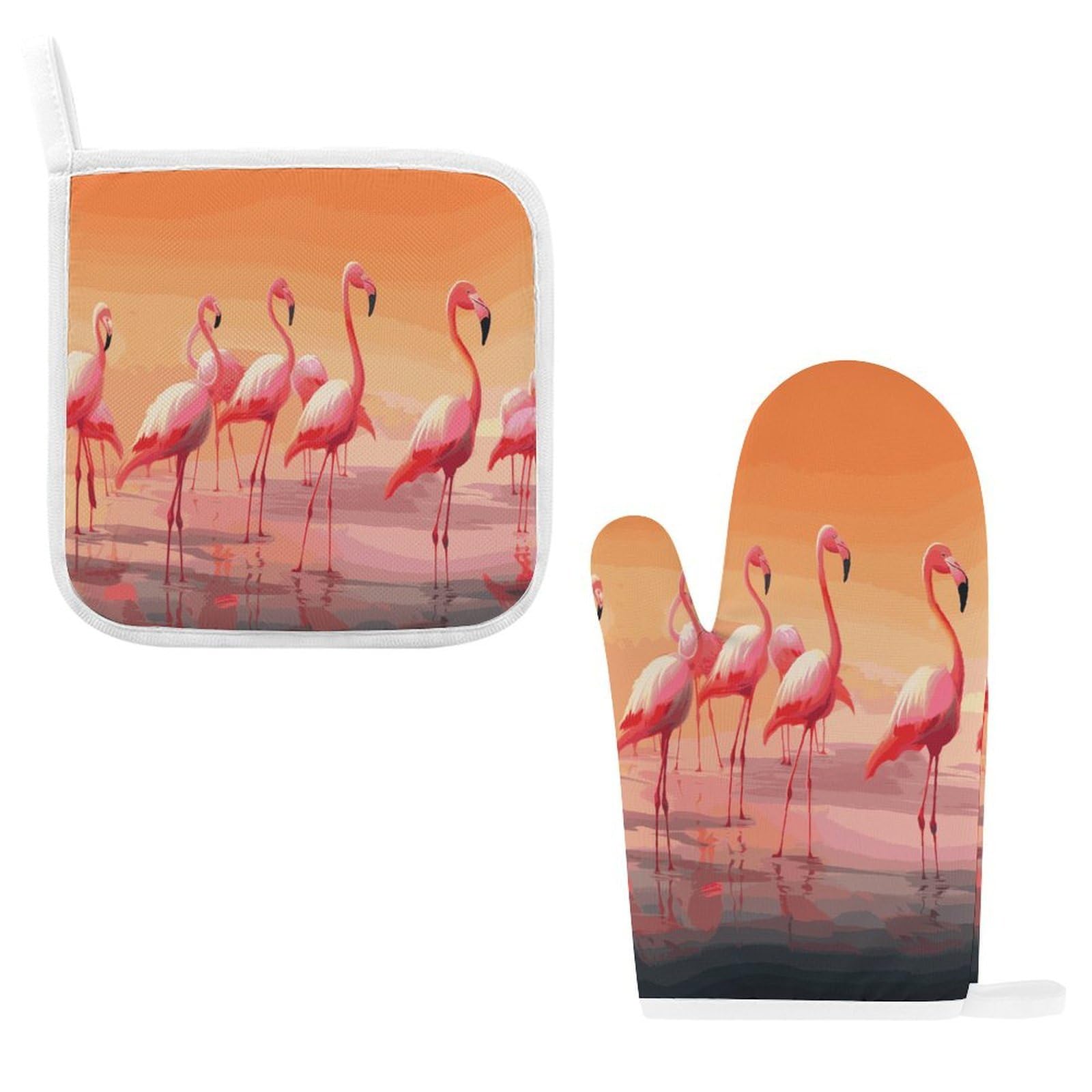 Btcowzrv Style A Flock Of Flamingos Oven Mitts And Pot Holders 2Pcs Set