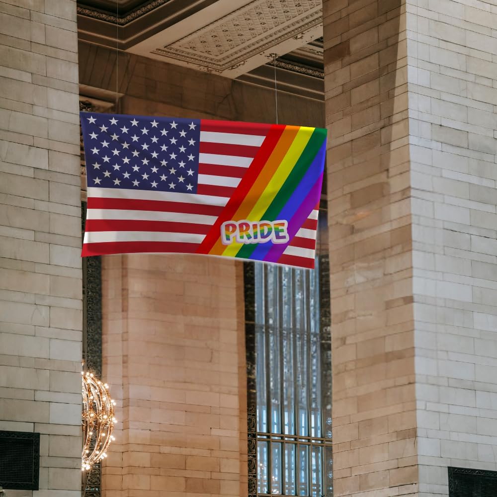USA LGBTQ Gay Pride Rainbow American Flag 3x5 Outdoor -LGBT Flags with Sewn Stripes Double Sided for LGBTQ Lesbian Gay Transgender 3x5 FT - Image 4