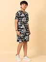 Ninos Dreams 100% cotton Half Sleeves Boys Game ON Print Coord Set with T-Shirt & Shorts-Black gallery image