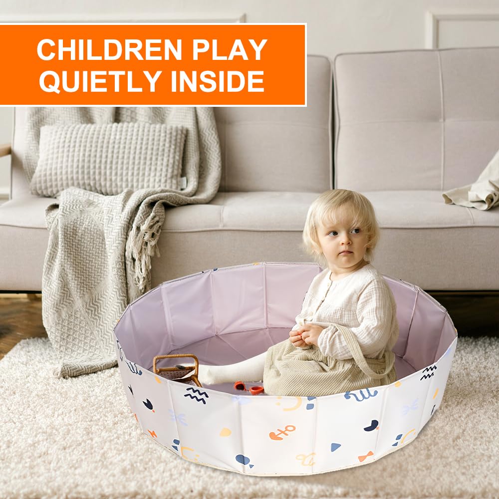 Piscina de pelotas plegable para bebés, 80 cm para niños, niñas, niños, piscina redonda portátil para perros, gatos, interior y exterior, pelotas no incluidas (blanco-2)