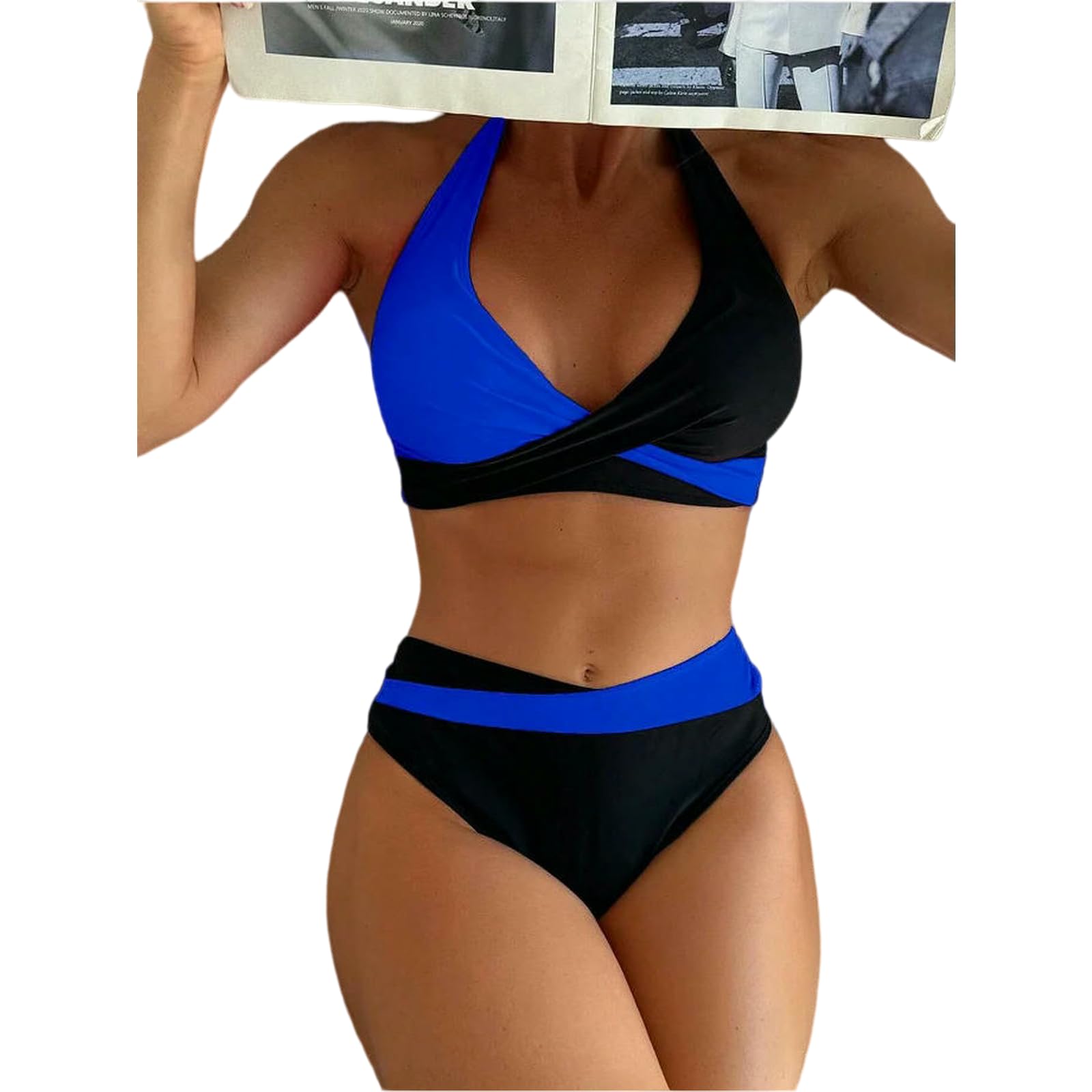 Maillot de bain bloc couleur rose noir pour sculpter la silhouette avec sa taille haute gainante