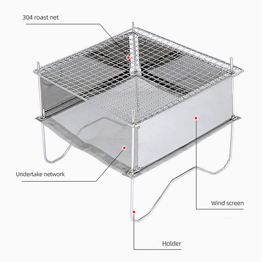 Barbecue Pliant en Acier Inoxydable Gril de Camping Portable Support de feu de Camp Support de feu de Camp pour la Cuisine en Plein air Pique-Nique