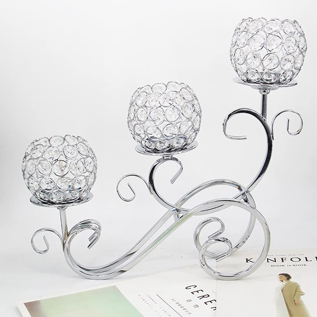 Portavelas de cristal, decoración de 3 brazos, candelabros de mesa, candelabros, centros de mesa, centro de mesa