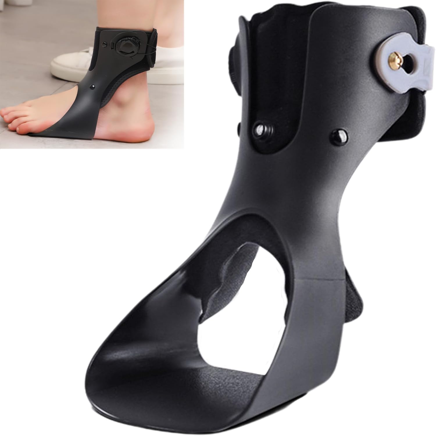 Inmovilizador De Tobillo, Drop Foot Ortesis Soporte Tobillo Pie con Airbags Y Abertura En Forma De U, Diseño Anti-Estiramiento, Diseño De Soporte Triangular para Esguince De Tobillo
