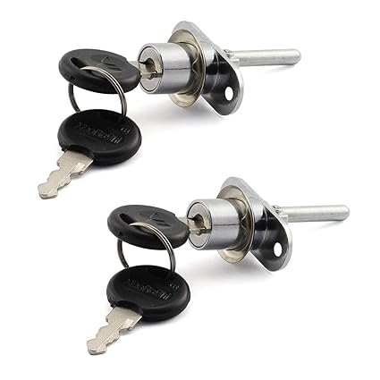 JCBIZ 2PCS 16mm Cylinder Plunger Lock for Drawer Cabinet Desk Table Office Table Front Activity Linkage Associated Lock 1 Lock 3 Drawers Security DIY Furniture Hardware Silver