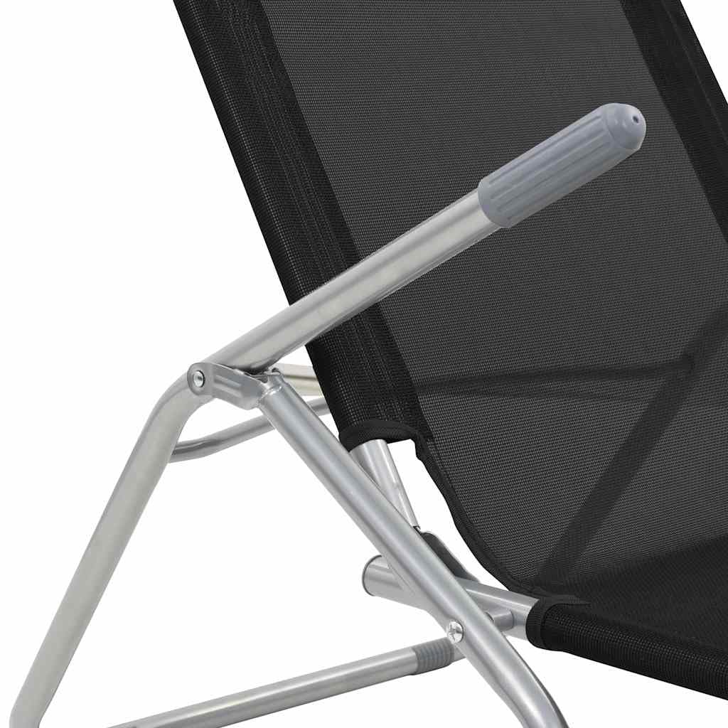 Składane leżaki zestaw 2 szt., czarne, z regulowanym oparciem, leżak ogrodowy, leżak plażowy, odporny na warunki atmosferyczne i ergonomiczny, na balkon, taras, basen, do wypoczynku na