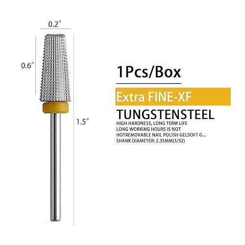 Vista 50 de Rainow - Brocas de uñas 5 en 1, uso de rotación bidireccional para zurdos y diestros, broca de uñas cónica multifunción de 3/32 pulgadas para quitar