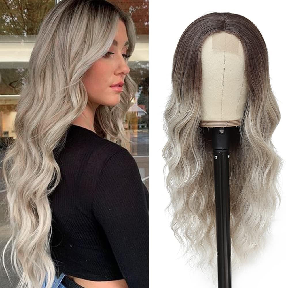 HMHIFI® Long Ash Blonde Wig 26 inch Long Blonde Wavy Curly