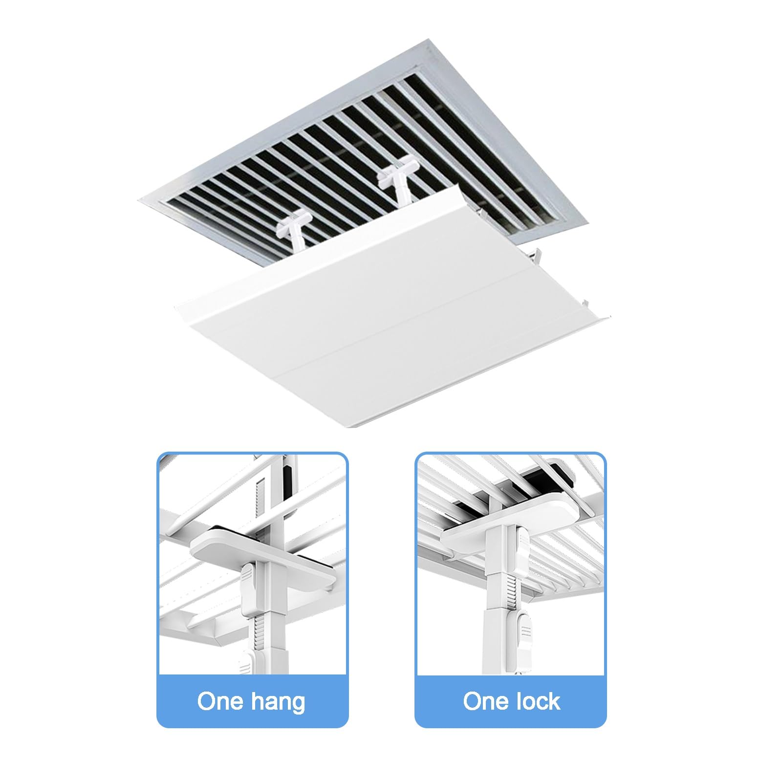 Deflettore per Bocchette dell'Aria a Soffitto, Deflettore Quadrato per Condizionatore, Deflettore per Bocchette Centrali dell'Aria(60x60cm/24x24in)