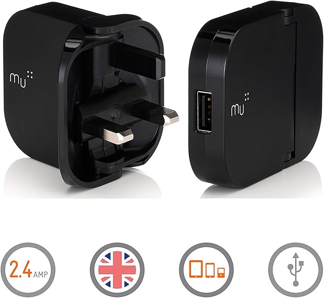 Made In Mind Portable Charger by Mu | British Tablet Charger Collection (Black)