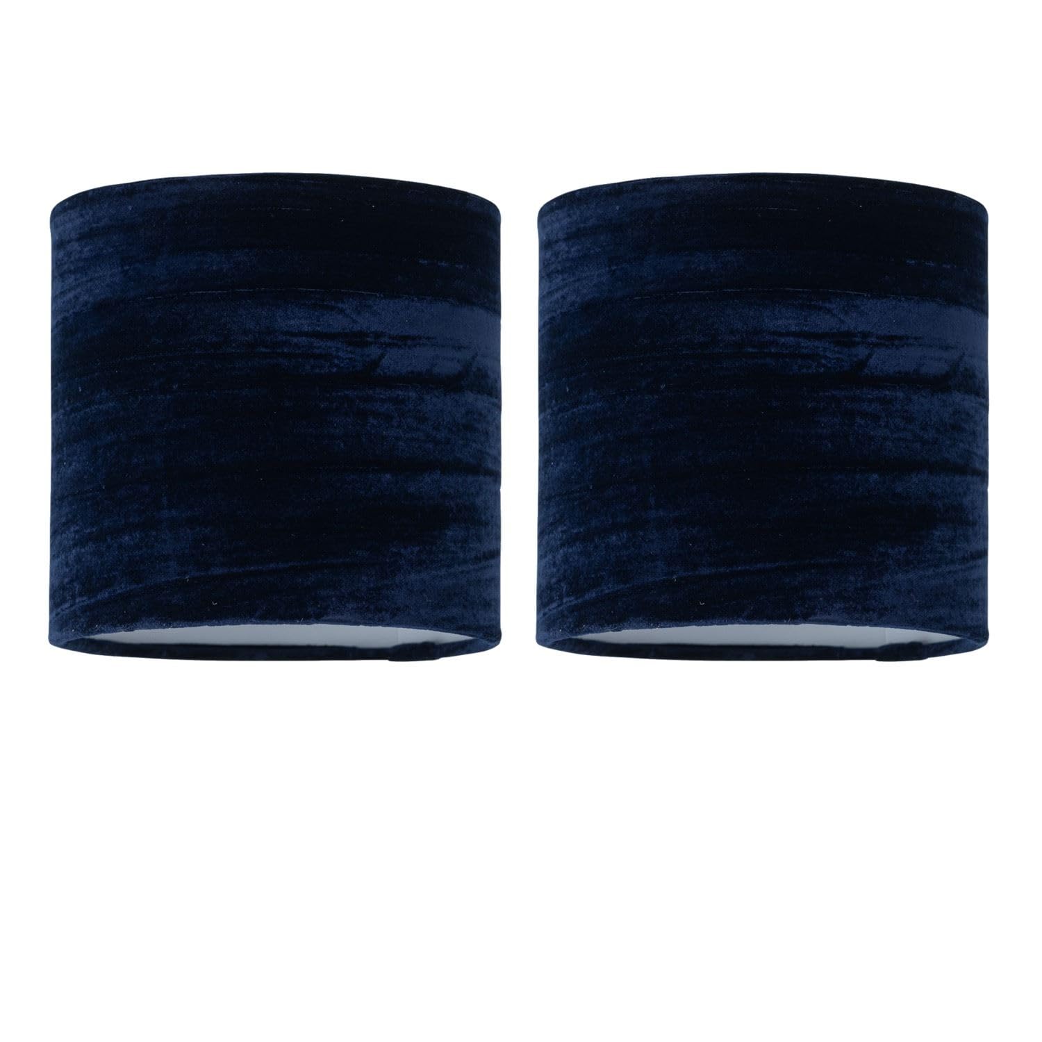Firstchoicelighting Blue Set Of 2 Navy Crushed Velvet Table Lamp Shades, Lampshades For Table Lamp Or Bedside Light, Diameter 15Cm