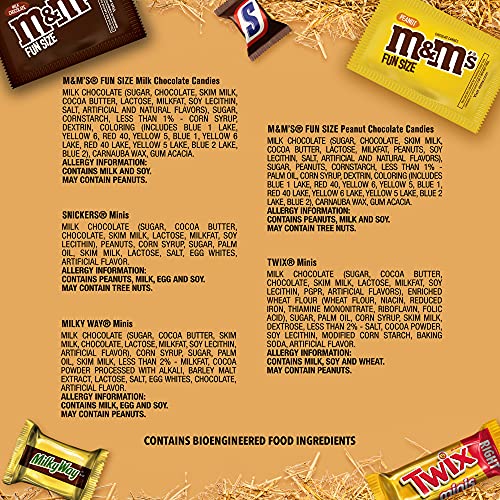 M&M's Milk Chocolate, M&M's Peanut, Snickers Chocolate Candy, Twix Caramel Cookie Bar & Milky Way Caramel Milk Chocolate Bulk Halloween Candy Assortment, 53.26Oz (135 Pieces) #TOP6